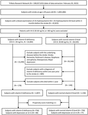 Association of vitamin D deficiency with post-stroke depression: a retrospective cohort study from the TriNetX US collaborative networks